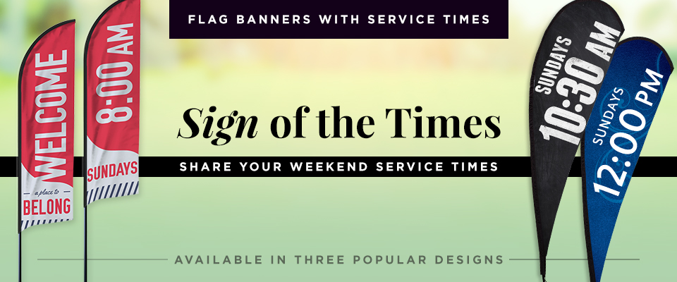 Flag Banners with Service Times