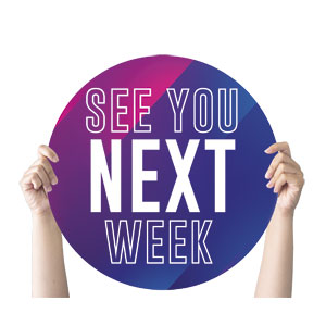 Diagonal Colors Next Week Circle Handheld Signs