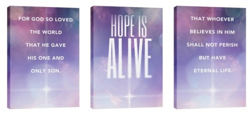 Wall Art, Easter, Hope Is Alive Triptych, 24 x 36