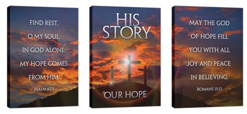 Wall Art, Easter, His Story Our Hope Triptych, 24 x 36