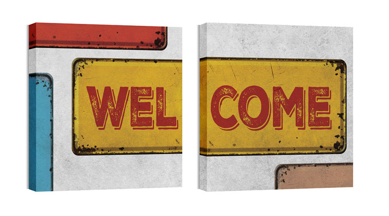 Wall Art, Welcome, Mod Welcome Pair 3, 24 x 24