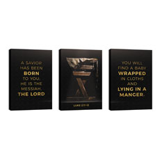 Gold Christmas Manger Triptych 