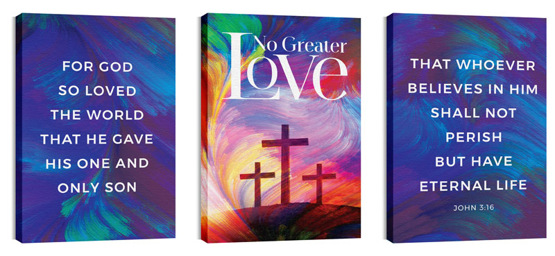 Wall Art, Easter, No Greater Love Triptych, 24 x 36