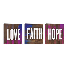 Colorful Wood Love Faith Hope Set 