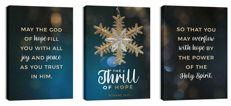 Wall Art, Christmas, Thrill Of Hope Triptych, 24 x 36