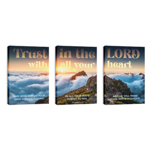 Mountain Path Proverbs 3:5-6 Triptych 24in x 36in Canvas Prints