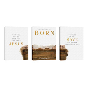 Born Manger Triptych 24in x 36in Canvas Prints