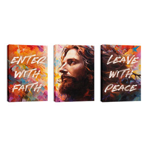 Enter With Faith Triptych 24in x 36in Canvas Prints