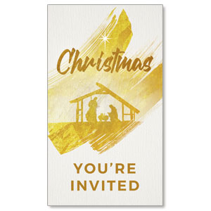 Christmas Gold Brush Stroke Invite 2" x 3.5" Flat Invite