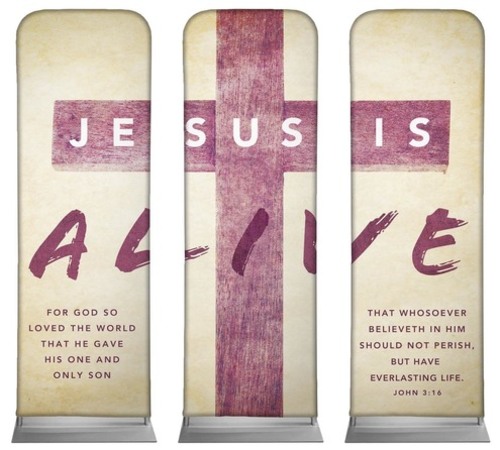 Banners, Easter, Alive Triptych , 2' x 6'