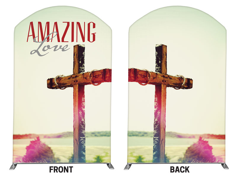 Banners, Easter, Amazing Love Cross, 5' x 8' Curved Top