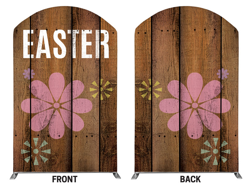 Banners, Easter, Easter Wood and Flowers, 5' x 8' Curved Top