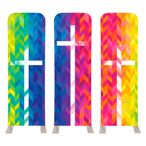 Bright Chevron Crosses 2' x 6' Sleeve Banner