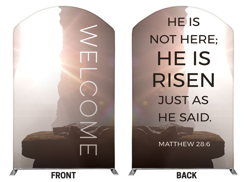 Banners, Easter, Empty Tomb Open, 5' x 8' Curved Top