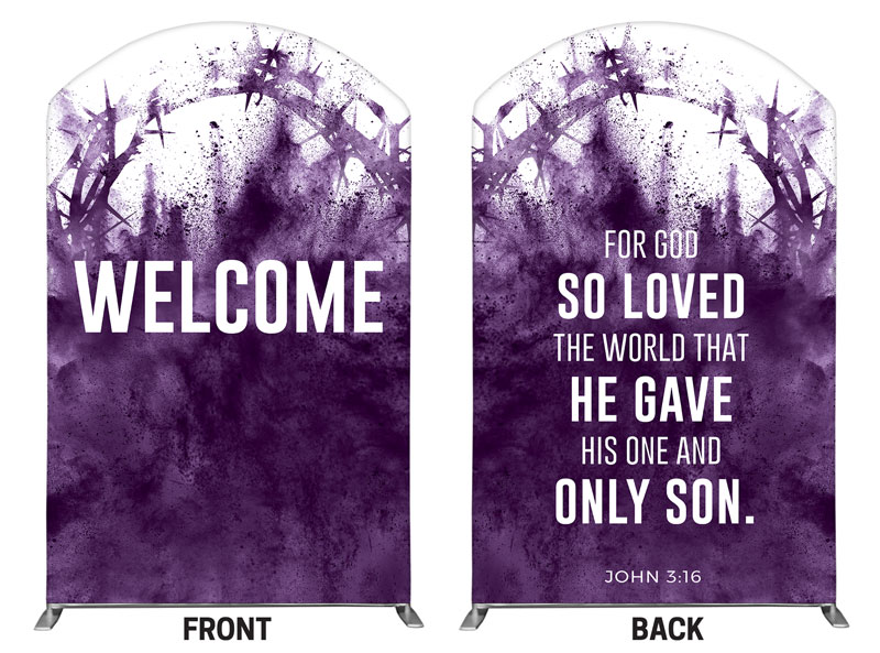 Banners, Easter, Purple Powder Crown, 5' x 8' Curved Top