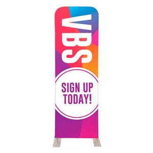 Curved Colors VBS Sign Up 2' x 6' Sleeve Banner