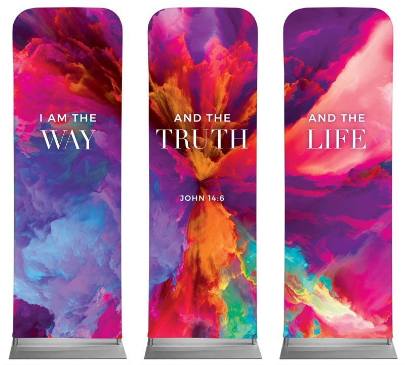 Banners, Easter, Easter Color Smoke Triptych, 2' x 6'