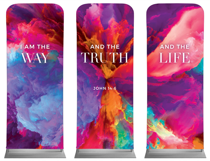 Banners, Easter, Easter Color Smoke Triptych, 2'7 x 6'7