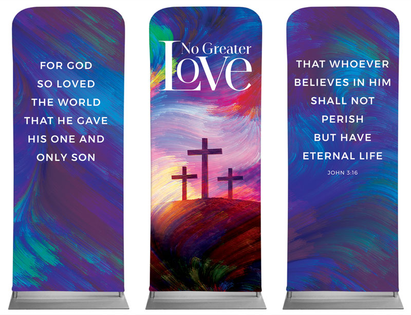 Banners, Easter, No Greater Love Triptych, 2'7 x 6'7