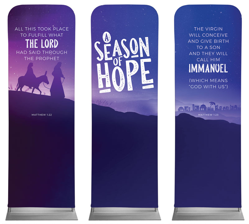 Banners, Christmas, A Season Of Hope Purple Triptych, 2' x 6'