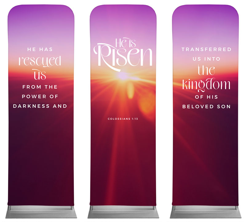 Banners, Easter, He Is Risen Light Triptych, 2' x 6'