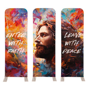Enter With Faith Triptych 2' x 6' Sleeve Banner