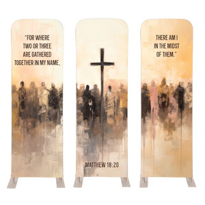 Matthew 18:20 Triptych 2' x 6' Sleeve Banner