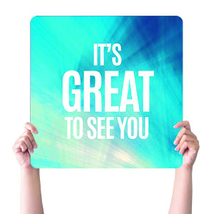 Chevron Blue Great Square Handheld Signs