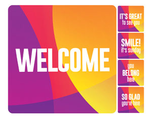 Curved Colors Greeter Set Square Handheld Signs
