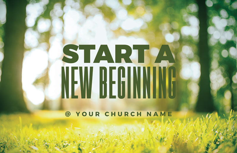 Church Postcards, Spring - General, Start New Beginning Green, 5.5 X 8.5