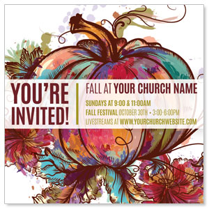 Colorful Pumpkin 3.75" x 3.75" Square InviteCards