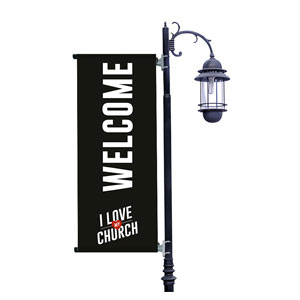I Love My Church Heart Light Pole Banners