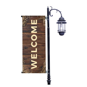 God with Us Straw Light Pole Banners