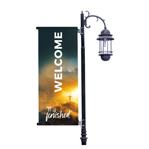 Easter It Is Finished Light Pole Banners