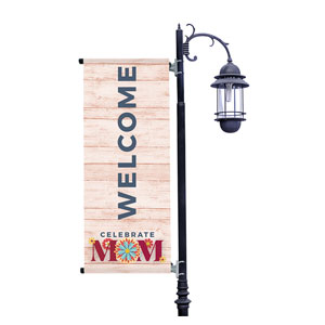 Celebrate Mom Wood Flowers Light Pole Banners