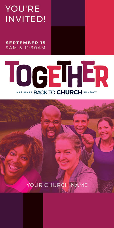 Church Postcards, Back To Church Sunday, BTCS Together, 5.5 x 11