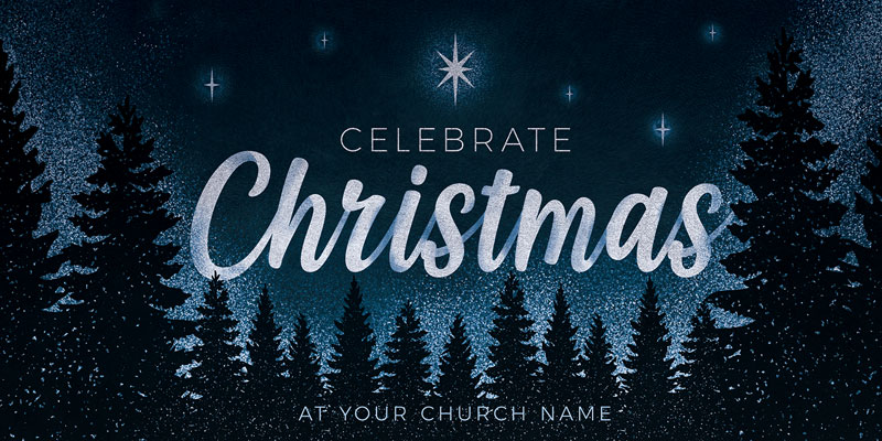 Church Postcards, Christmas, Christmas Forest Silhouette, 5.5 x 11