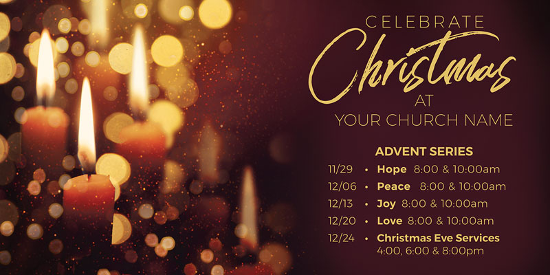 Church Postcards, Christmas, Celebrate Christmas Candles, 5.5 x 11