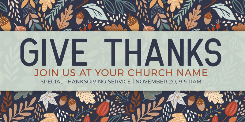 Church Postcards, Fall - General, Autumn Give Thanks, 5.5 x 11