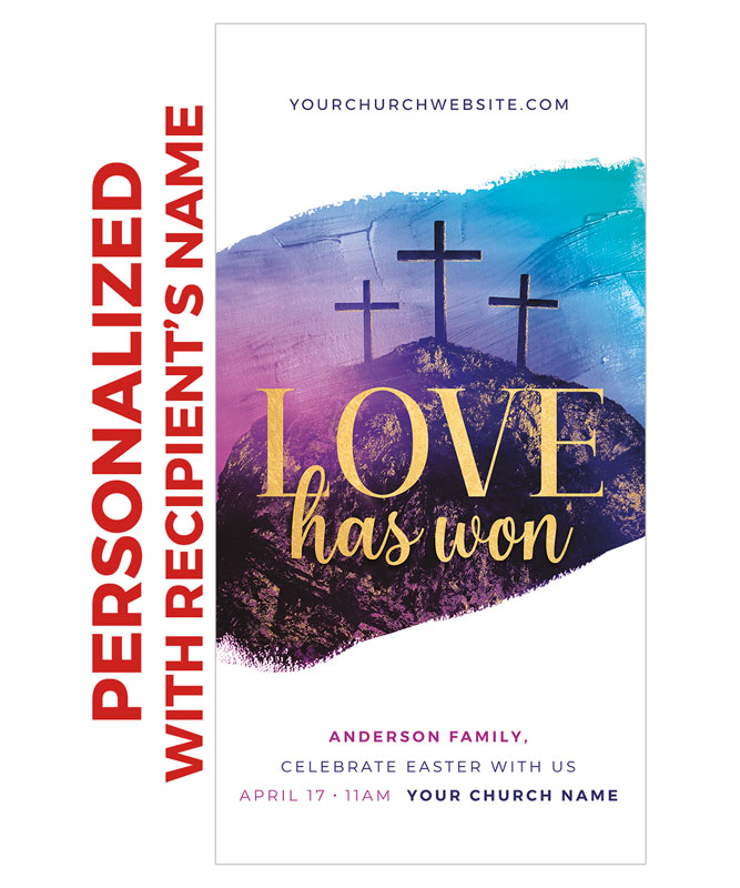 Church Postcards, Easter, Love Has Won Paint (Personalized), 5.5 x 11