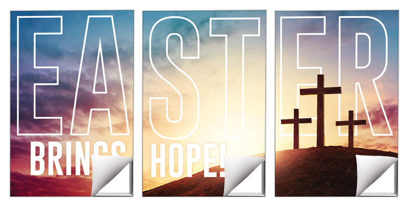 Wall Art, Easter, Easter Hope Outline Triptych, 24 x 36