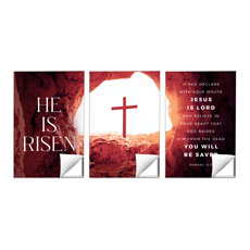 He Is Risen Tomb Cross Triptych 