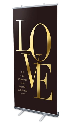 Banners, Scripture, Gold Letters Love, 4' x 6'7