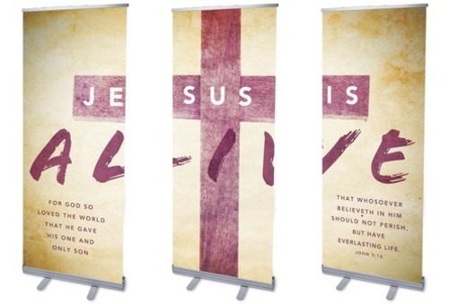 Banners, Easter, Alive Triptych , 2'7 x 6'7