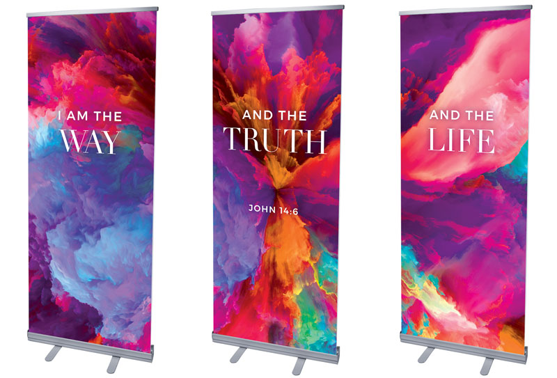 Banners, Easter, Easter Color Smoke Triptych, 2'7 x 6'7