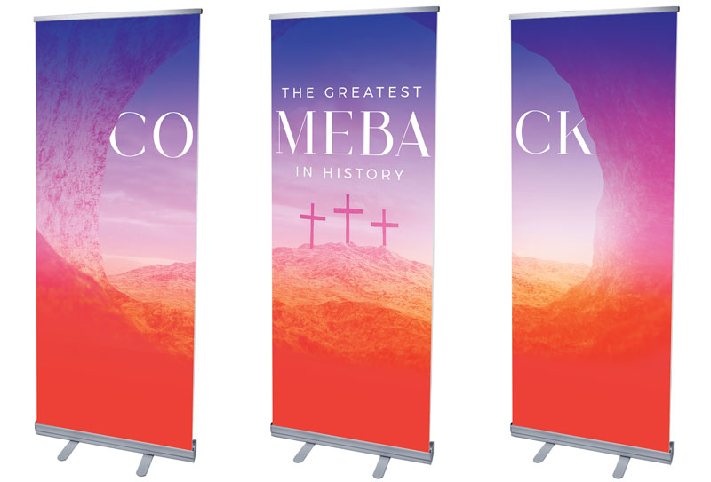 Banners, Easter, Greatest Comeback Triptych, 2'7 x 6'7