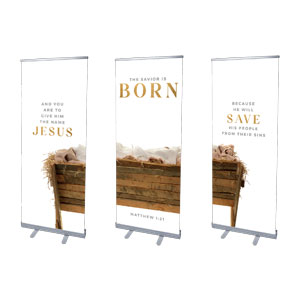 Born Manger Triptych 2'7" x 6'7"  Vinyl Banner