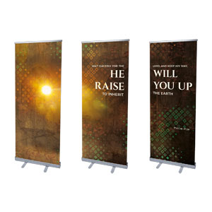 Psalm 37:34 Triptych 2'7" x 6'7"  Vinyl Banner