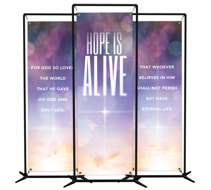 Banners, Easter, Hope Is Alive Triptych, 2' x 6'