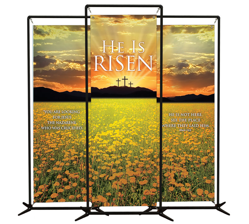 Banners, Easter, He is Risen Triptych , 2' x 6'